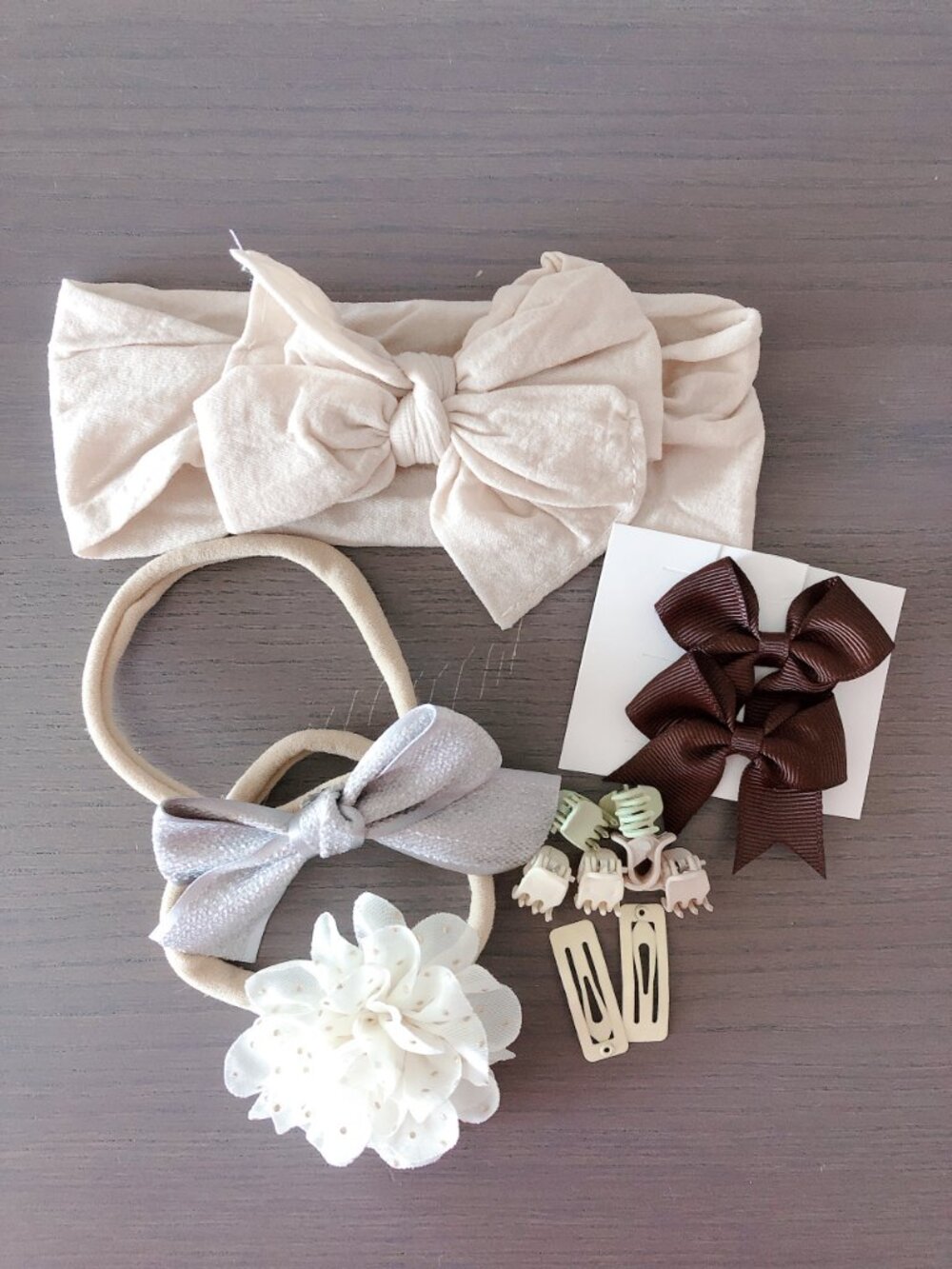 $2 Bow & Flower Hair Accessory Set, head bands and hair clips